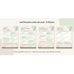 Les quatre fiches plastifiées du lot Prendre soin de moi