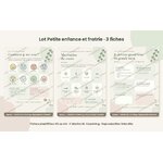 Les trois fiches plastifiées du lot Petite enfance et fratrie