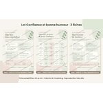 Les trois fiches plastifiées du lot Confiance et bonne humeur