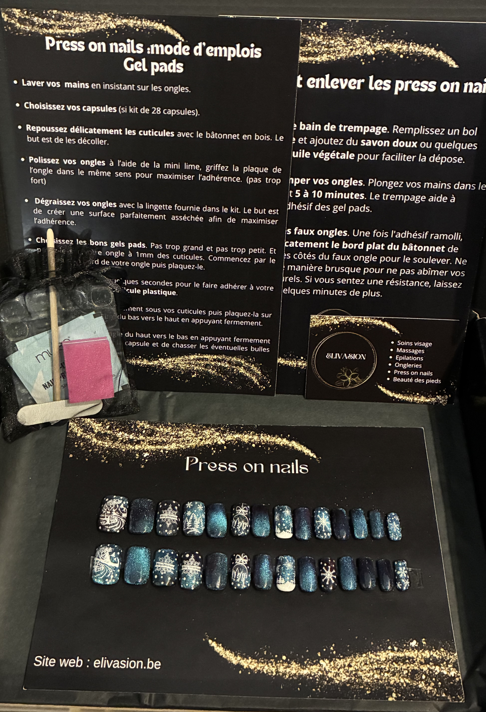 Magie-de-noel-press-on-nails-kit-gel-pads-