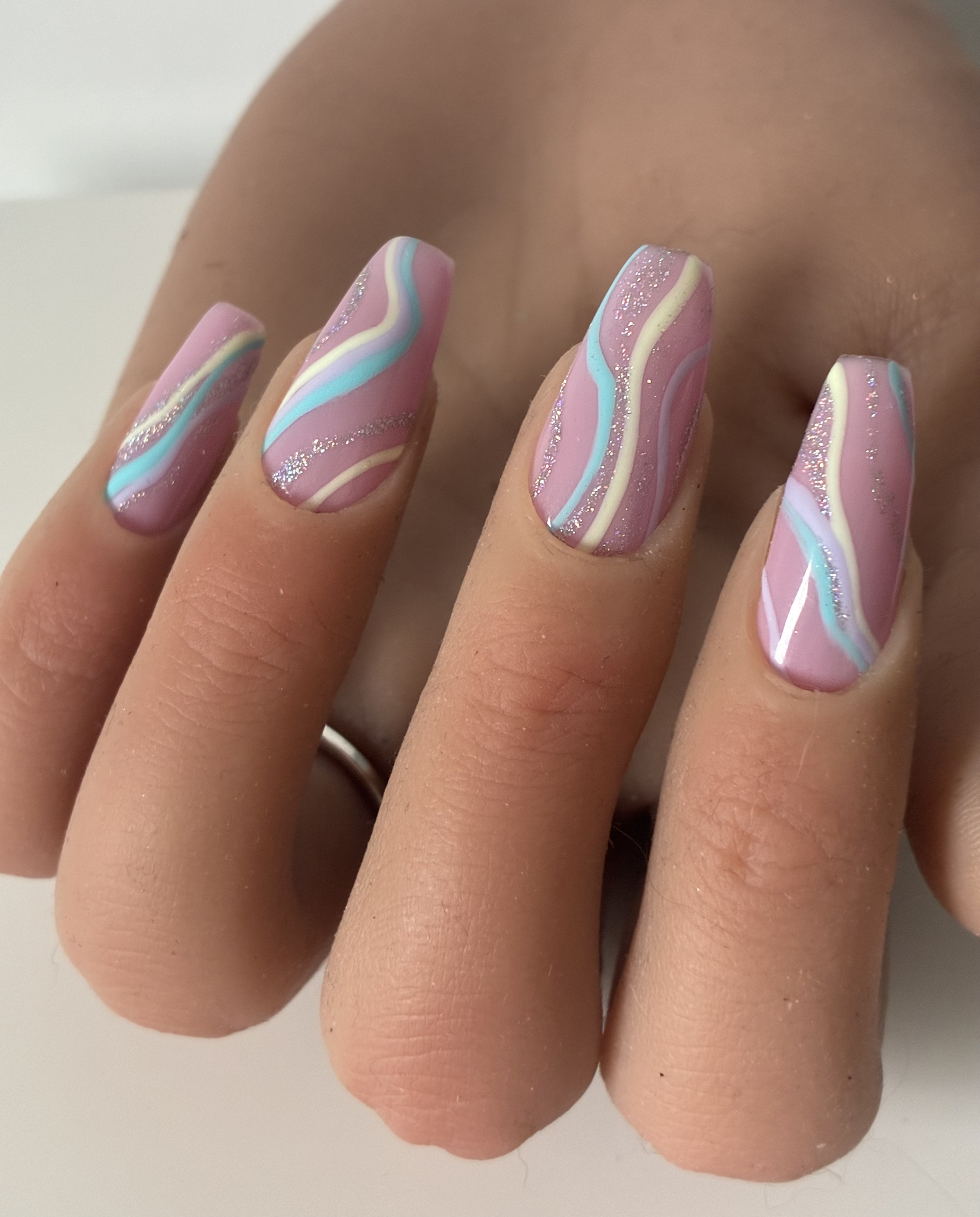 press on nails pastel Candy Wave