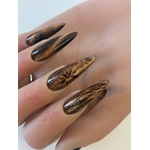 Press on nails doré et noir personnalisables – faux ongles effet chrome luxe – Golden Eclipse