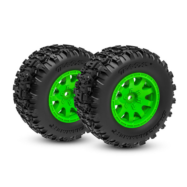 ROUES-MONTEES-COLLEES-VERTES-SLEDGEHAMMER-ARRIERE-MINI-MAXX-10770-GRN