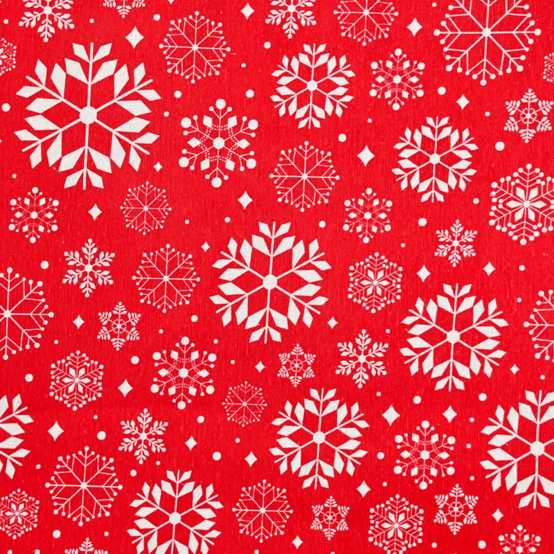 tissu-polycoton-Neige-fond-ronge-NAC2TOIT