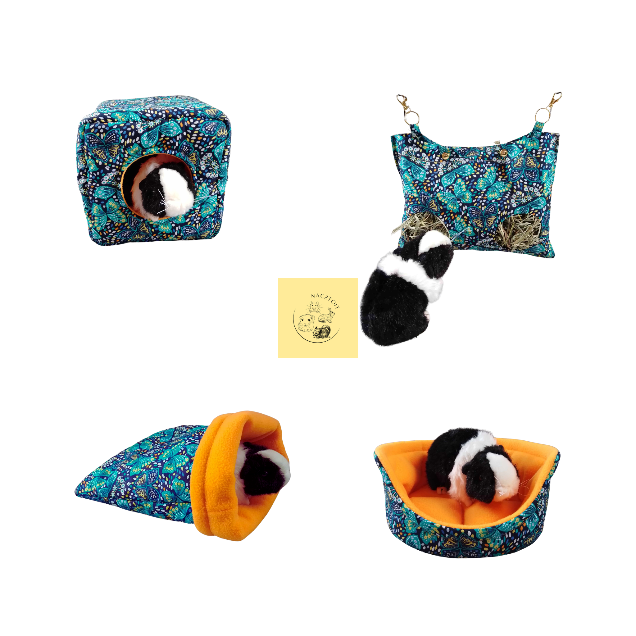 Ensemble-de-couchage-pour-cochon-dinde-sac-à-foin-maison-cube-sac-de-couchage-dodo-rond-en-coton-et-polaire-avec-des-papillon-vert-polaire-orange-NAC2TOIT