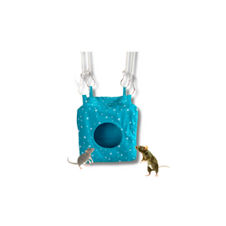 Cube-suspendu-pour-rat-en-coton-et-polaire-bleu-turquoise-et-étoile-blanche-NAC2TOIT