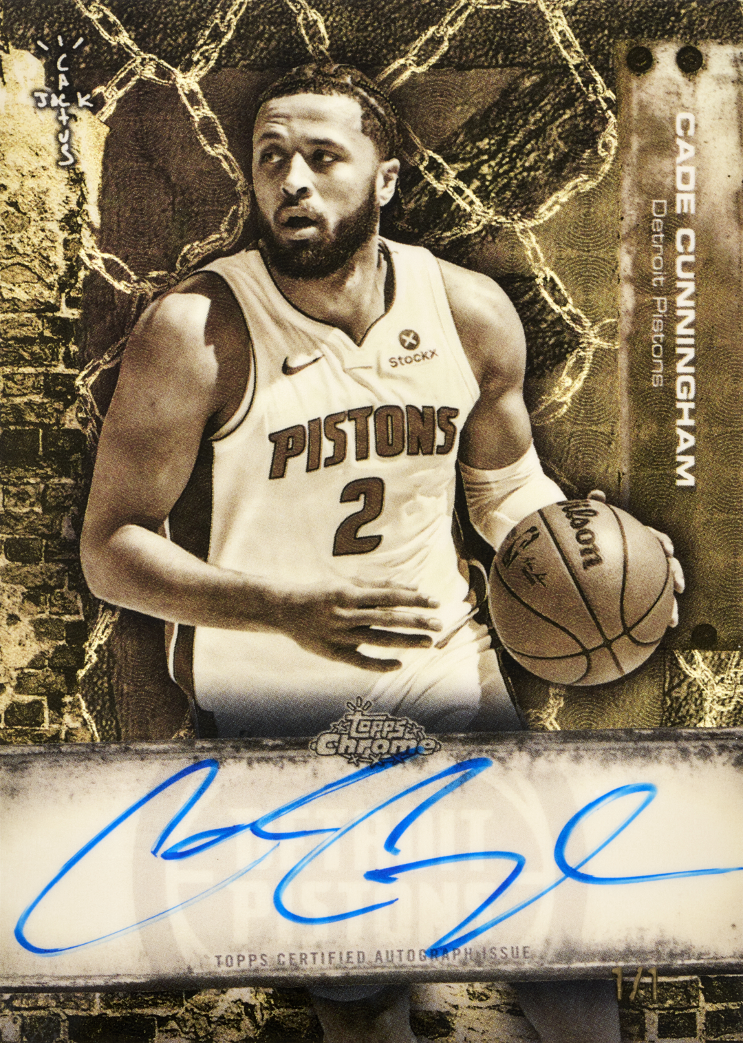 2025_Topps_Chrome_CactusJack_Basketball_BaseAutoVariation_Superfractor_CadeCunningham_FR