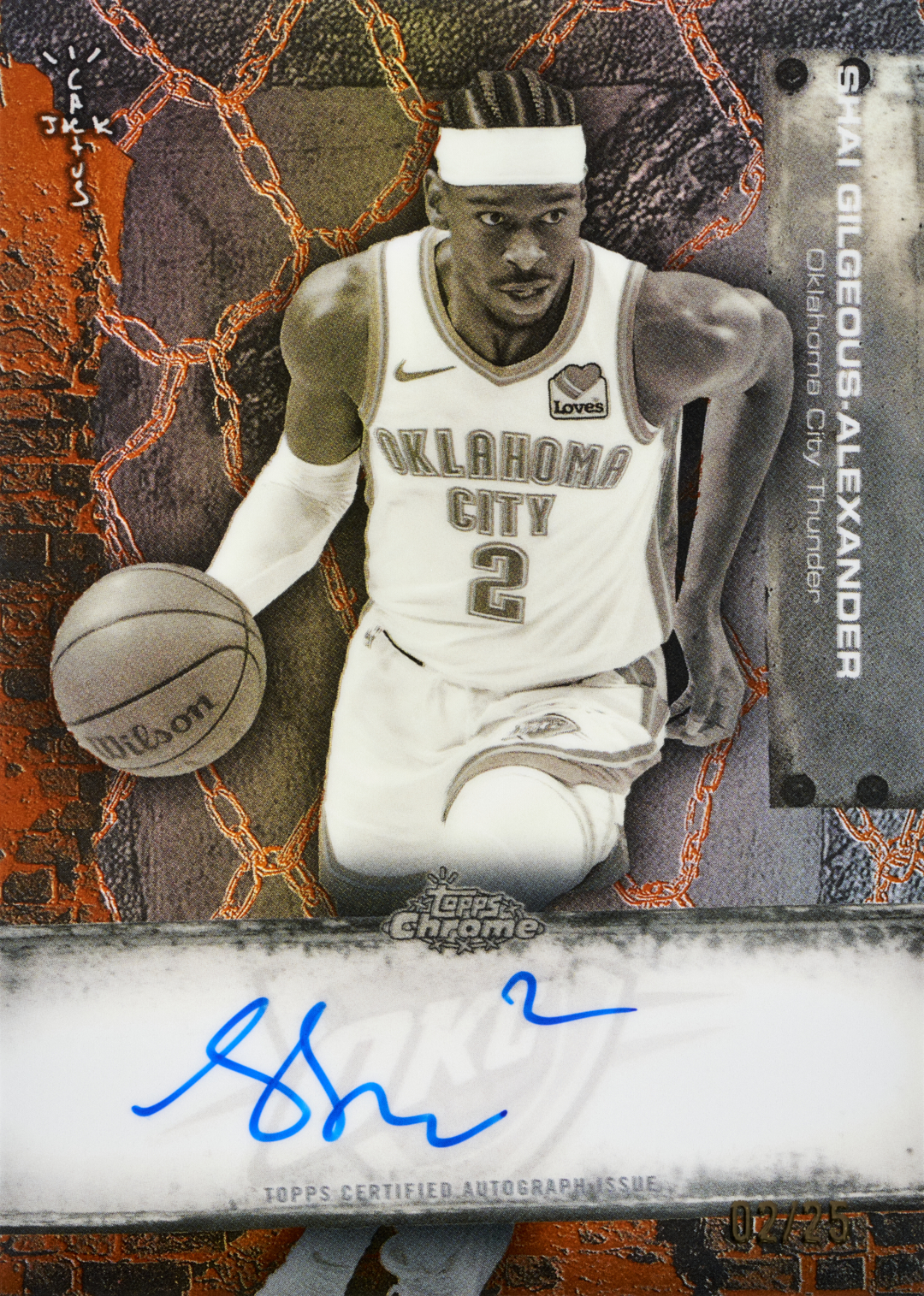 2025_Topps_Chrome_CactusJack_Basketball_BaseAutoVariation_OrangeRefractor_ShaiGilgeous-Alexander_FR