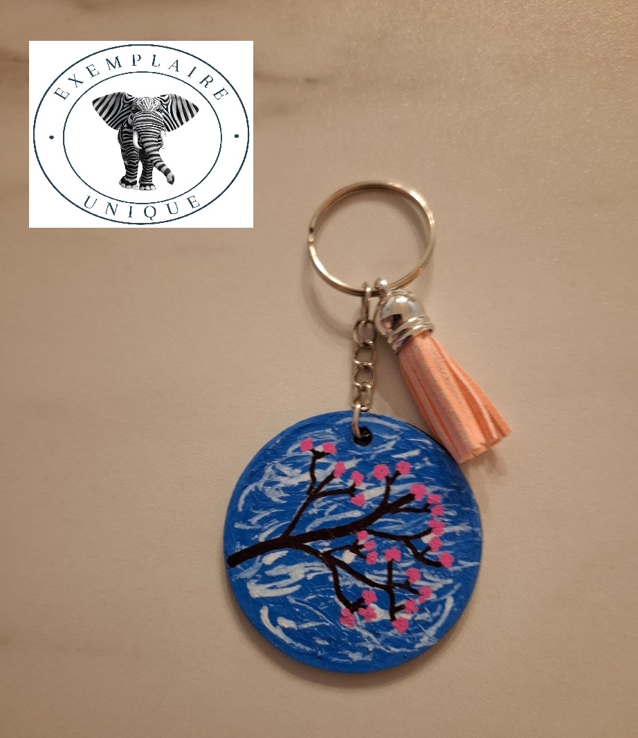 porte cle bois cerisier