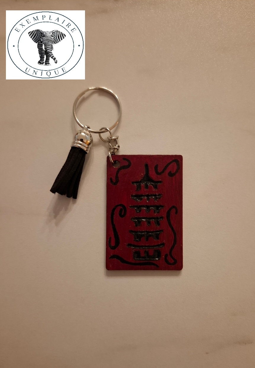 porte cle bois pagode
