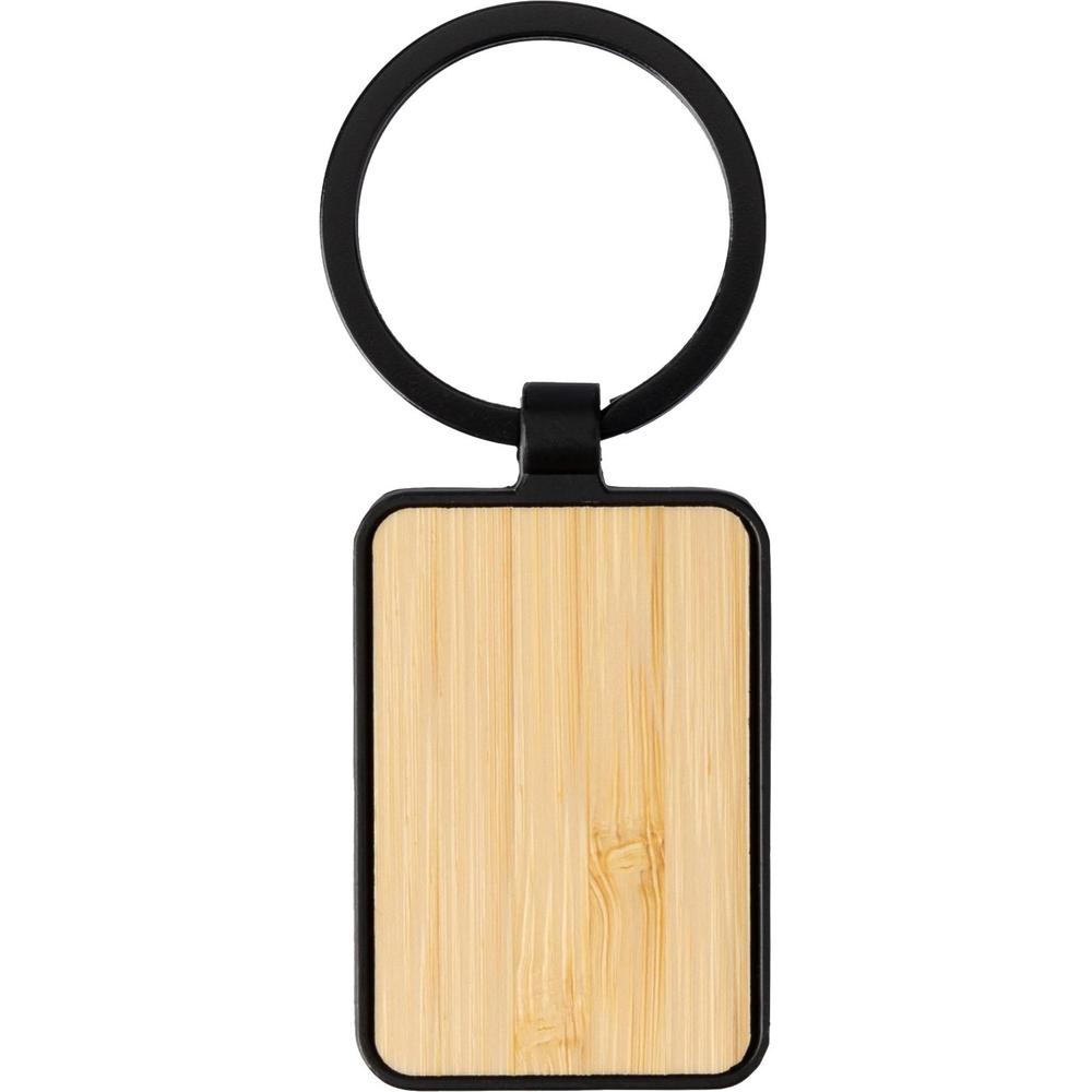 porte-cles_rectangle_metal_noir_bambou_avant