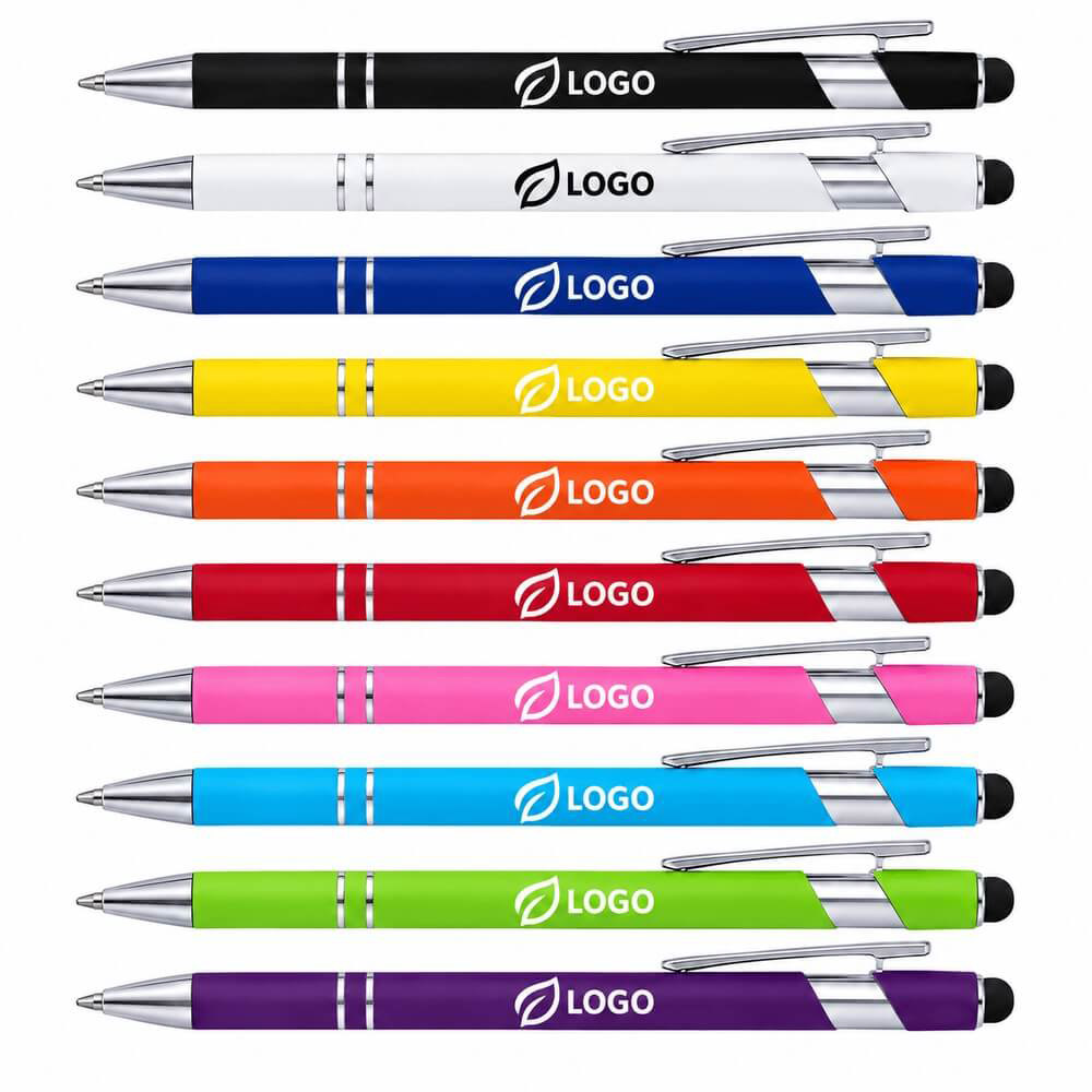 Stylo bille en métal gomme tactile logo