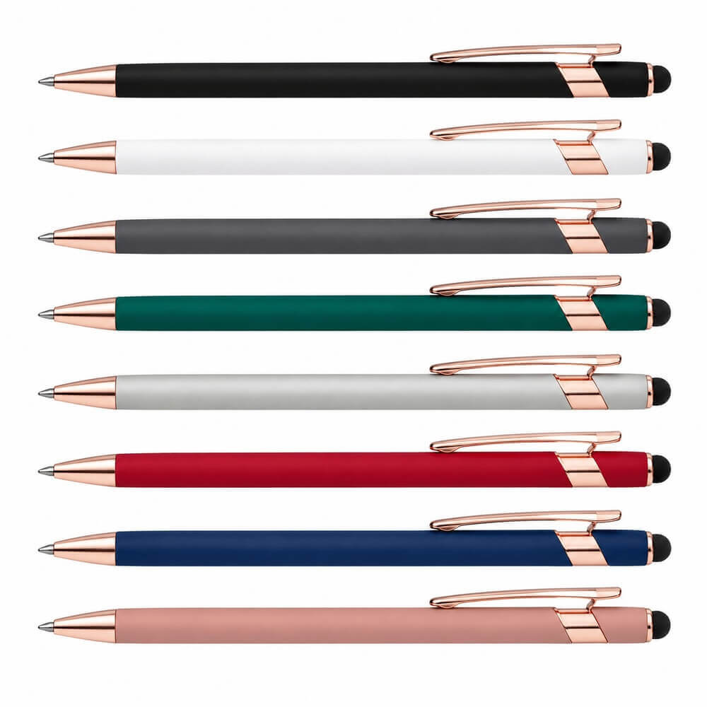 Stylo bille aluminium tactile cuivre fond-blanc