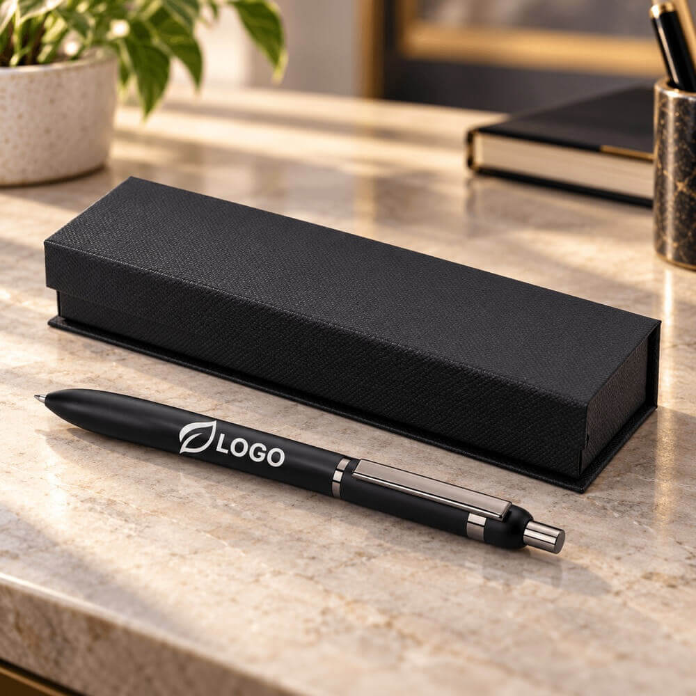 Stylo aluminium et laiton avec boite ambiance logo