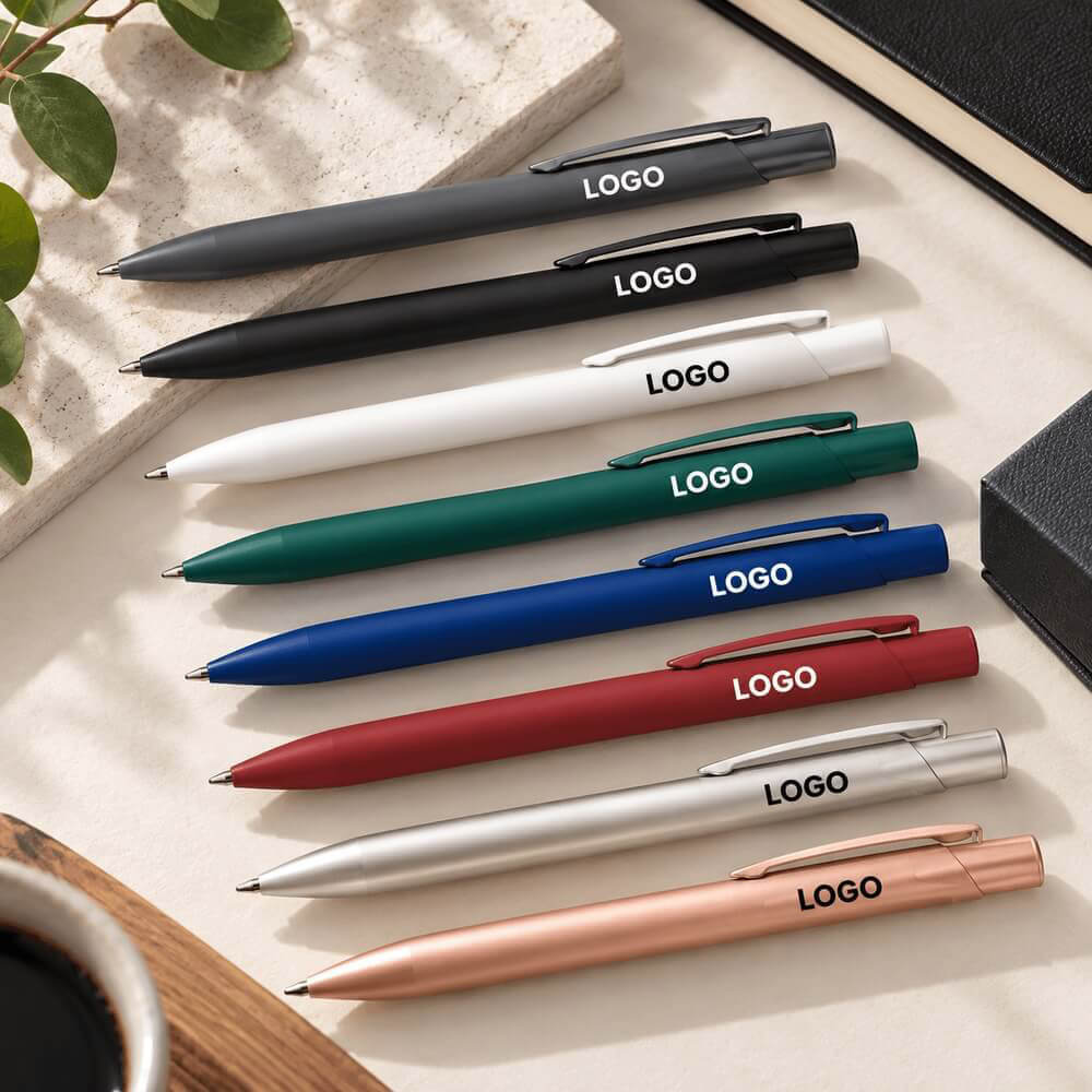 Stylo aluminium recyclé soft touch ambiance logo