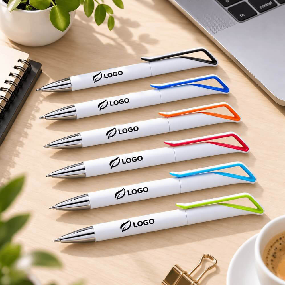 Stylo twist coloré au design fluide ambiance logo