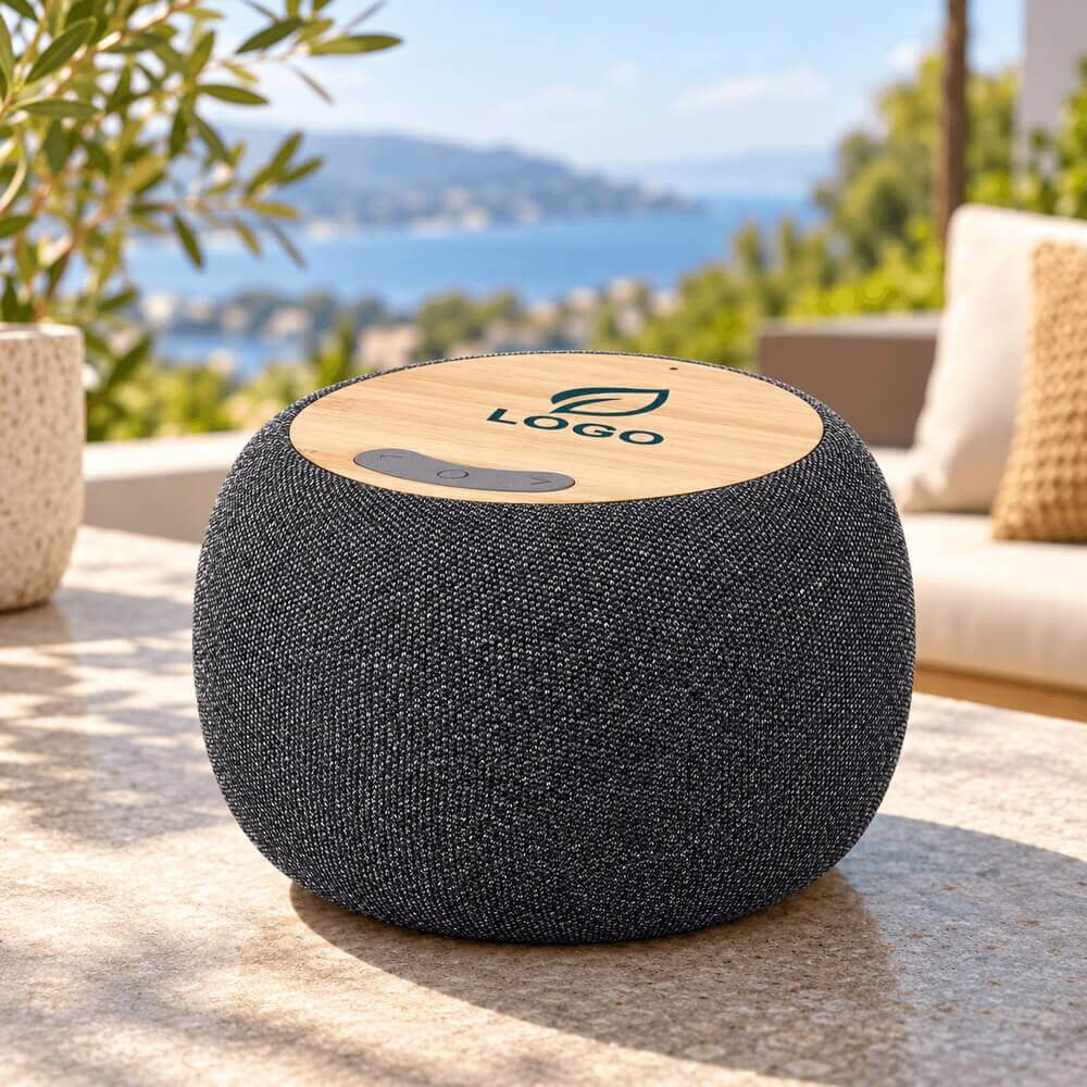 Enceinte sans fil écoresponsable ambiance logo