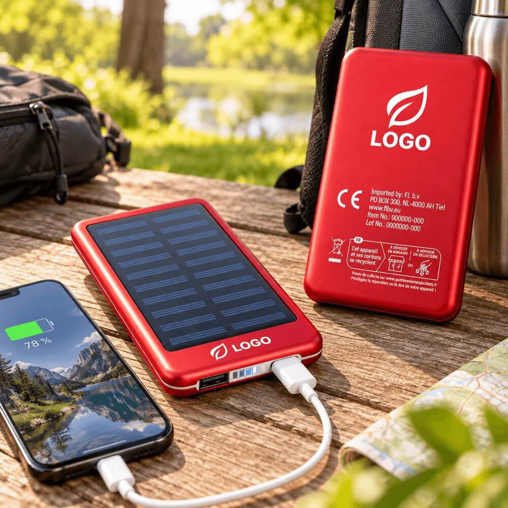 Chargeur solaire portable 4000mAh ambiance logo