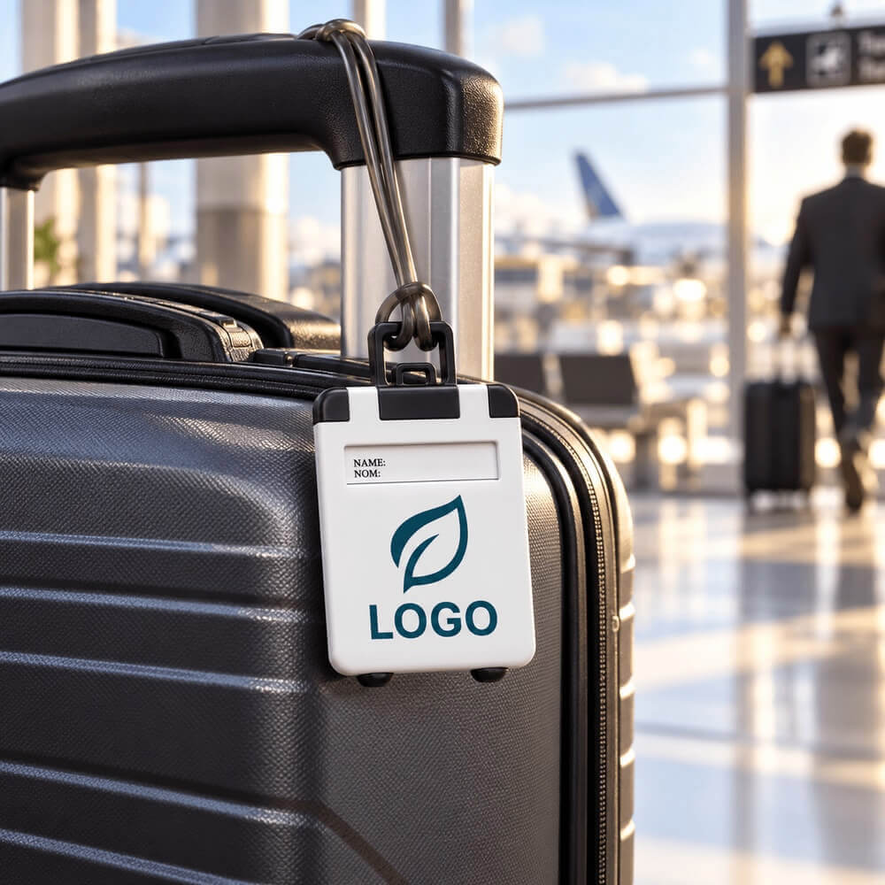 Porte étiquette de valise compact ambiance logo