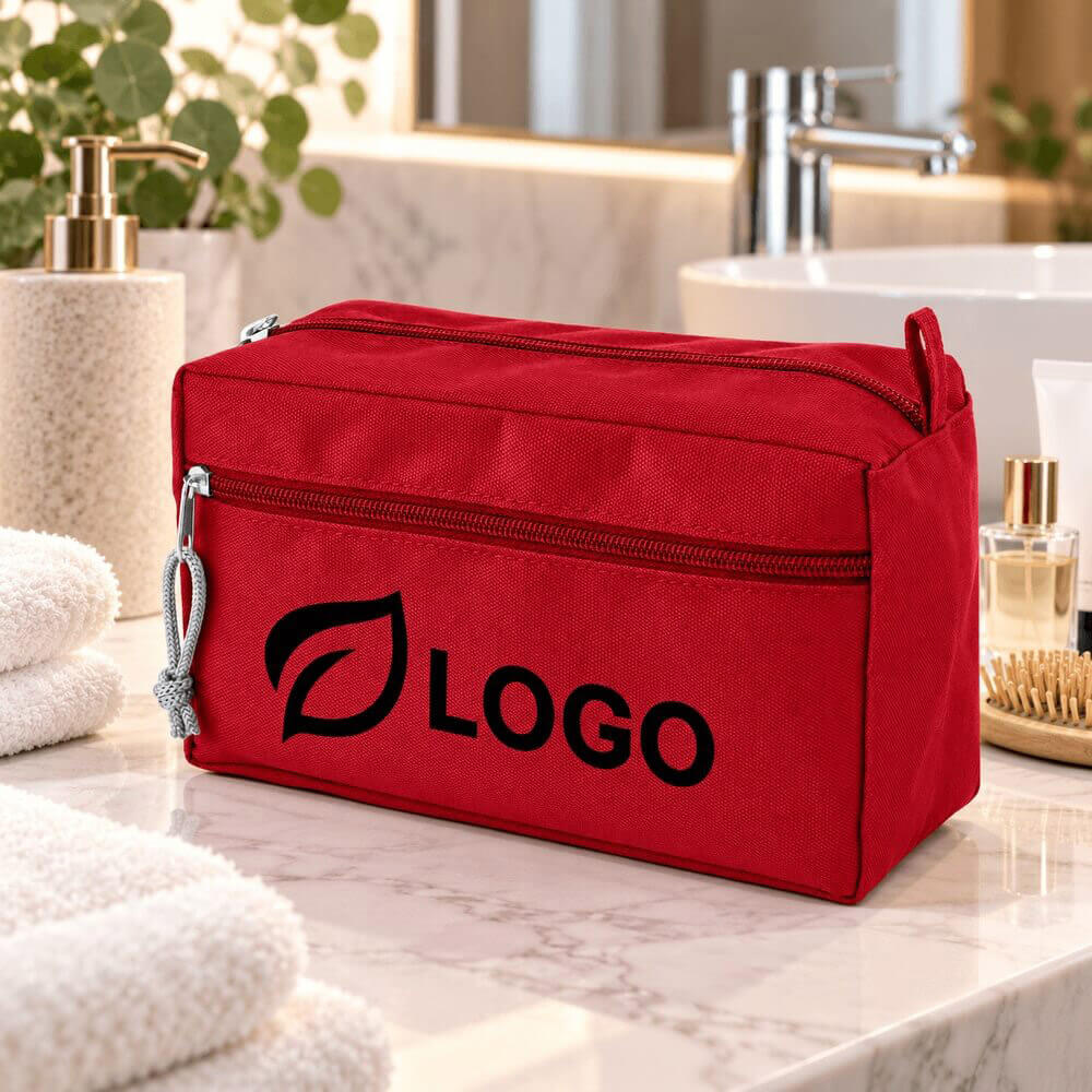 Trousse de toilette zippée ambiance logo