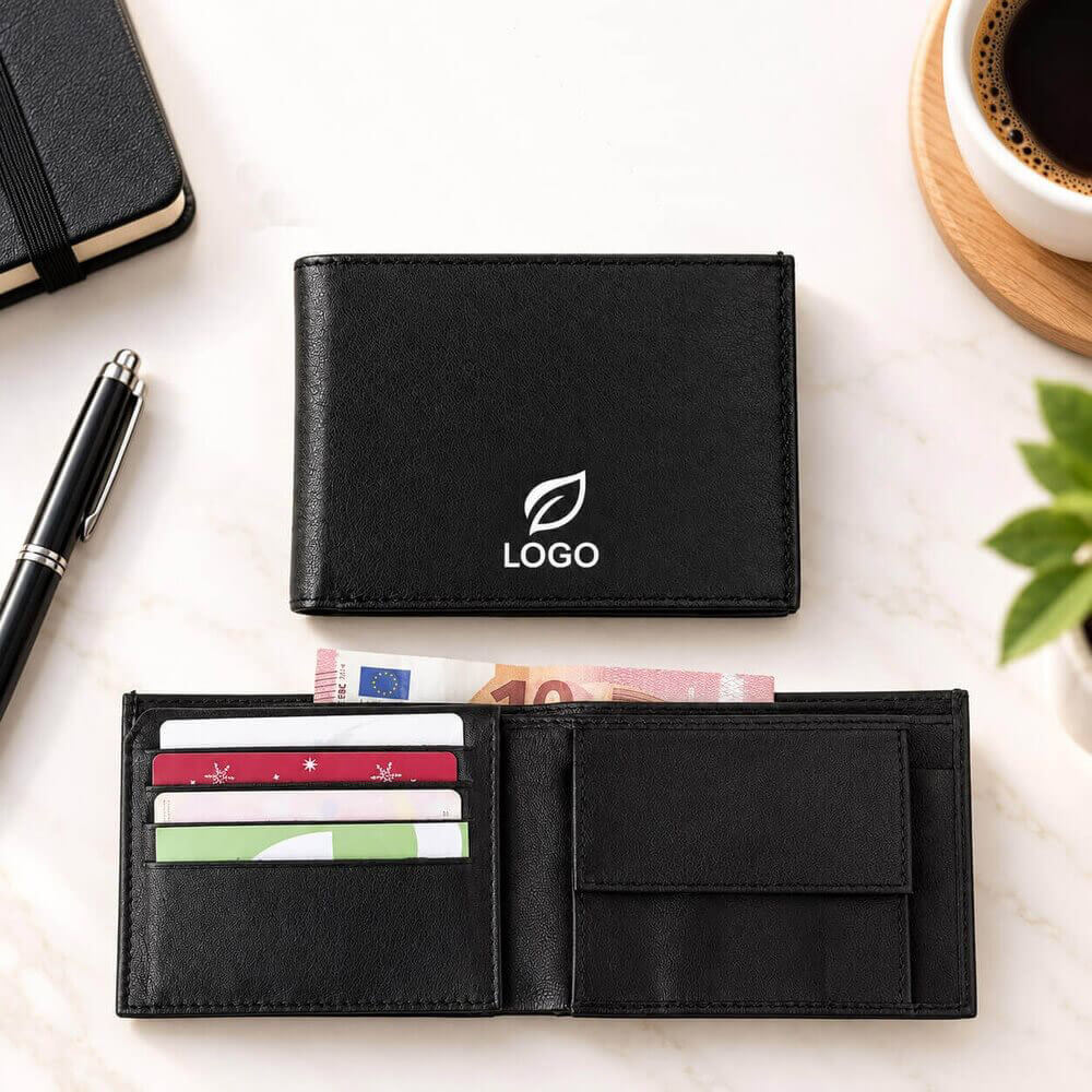 Portefeuille RFID cuir ambiance logo