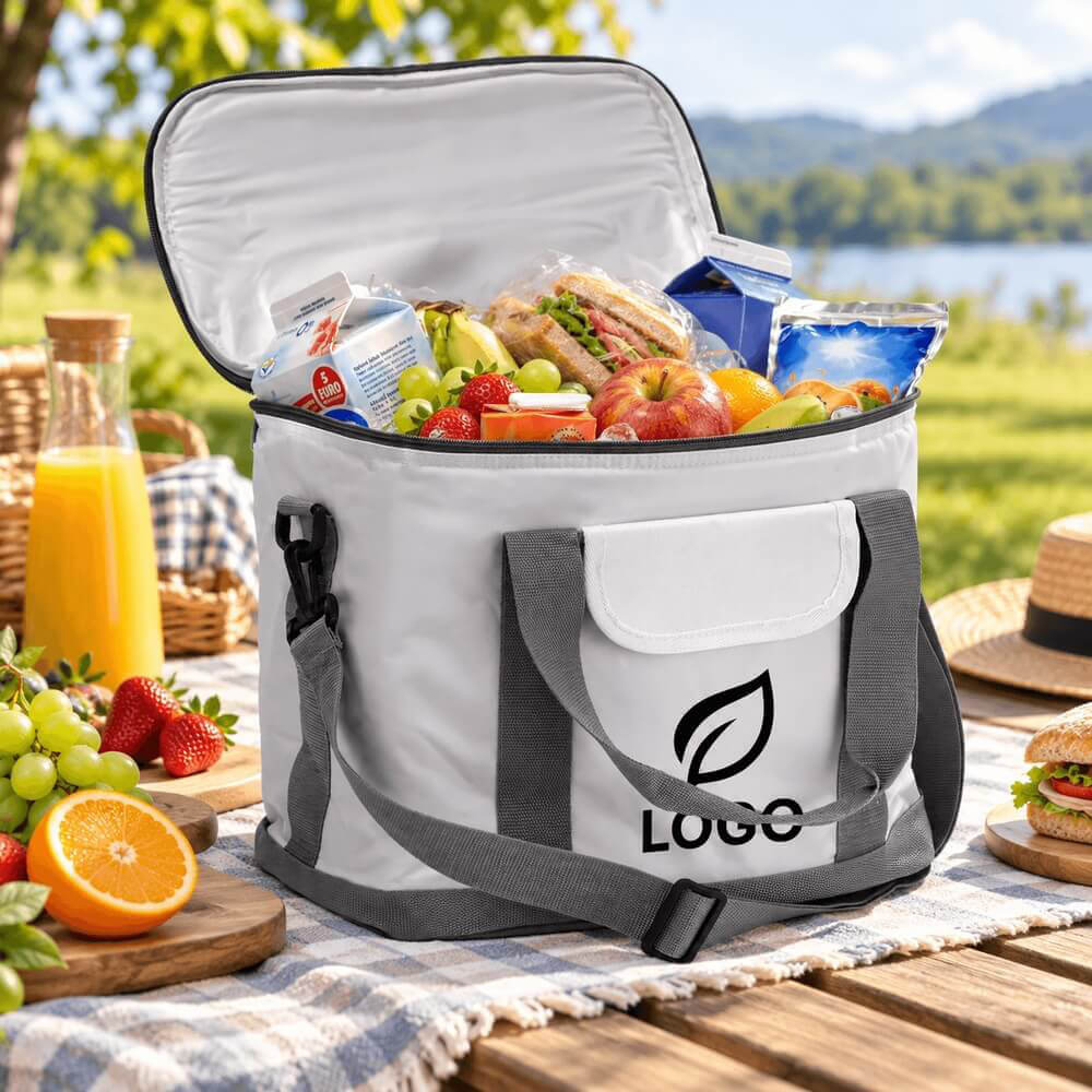 Sac isotherme zippé avec bandoulière ambiance logo