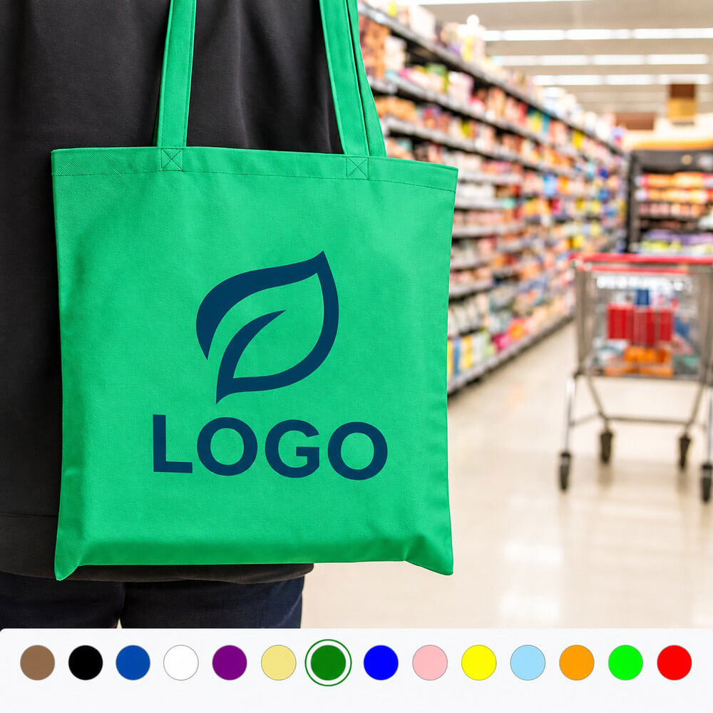Sac shopping réutilisable en non-tissé 80 gm² ambiance logo couleur