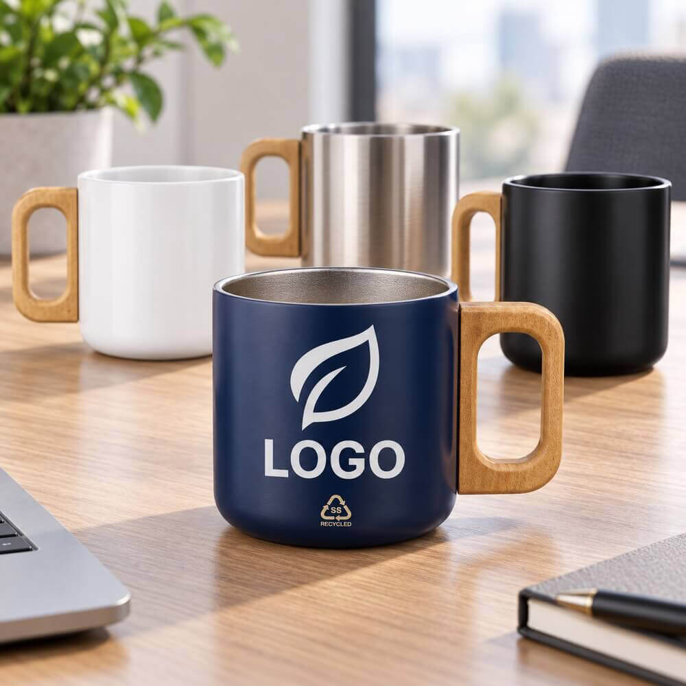 Mug isotherme en acier recyclé double paroi 380 ml ambiance logo