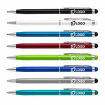 Stylo bille twist en aluminium coloré et tactile logo