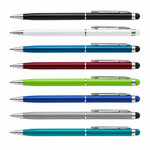 Stylo bille twist en aluminium coloré et tactile fond blanc