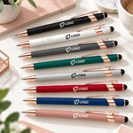 Stylo bille aluminium tactile cuivre ambiance-logo