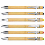stylo bambou tactile avec clip métal couleur