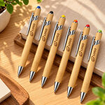 stylo bambou tactile avec clip métal ambiance logo
