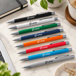 Stylo métal effet gomme ambiance logo