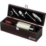 Coffret de luxe pour vin 5 pièces en bois raffiné logo