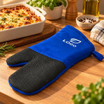 Gant de cuisine antidérapant en coton avec protection thermique ambiance logo