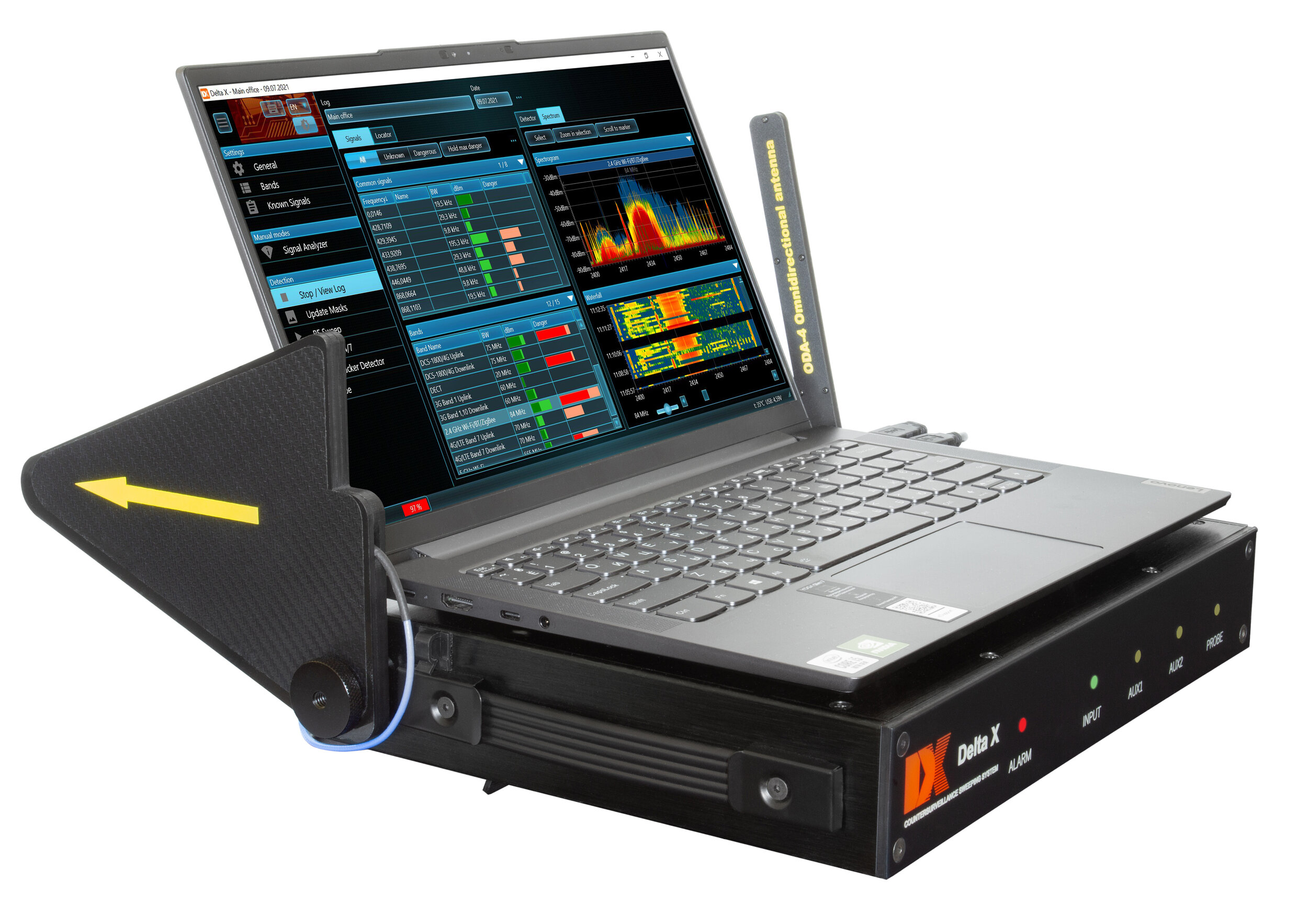 Delta X G2-6 mit Laptop und Richtantenne