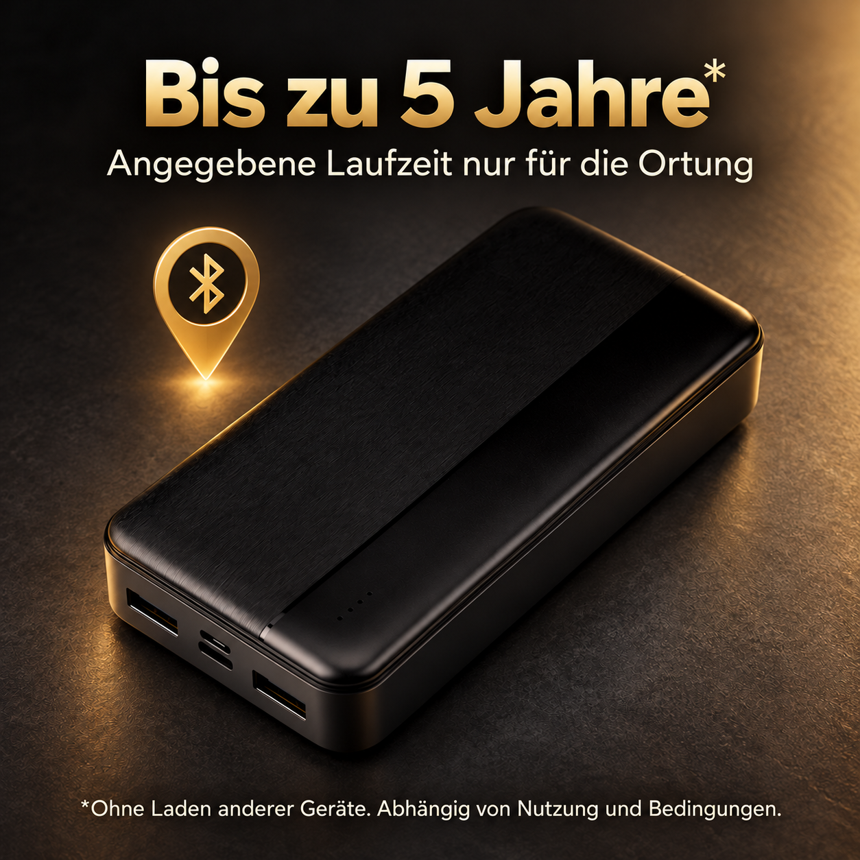 Tracker-Powerbank: bis zu 5 Jahre angegebene Laufzeit nur für Ortung, ohne Laden anderer Geräte