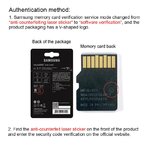 Darstellung der Beschriftungen und des Prüfcodes der Samsung-microSD-Karte