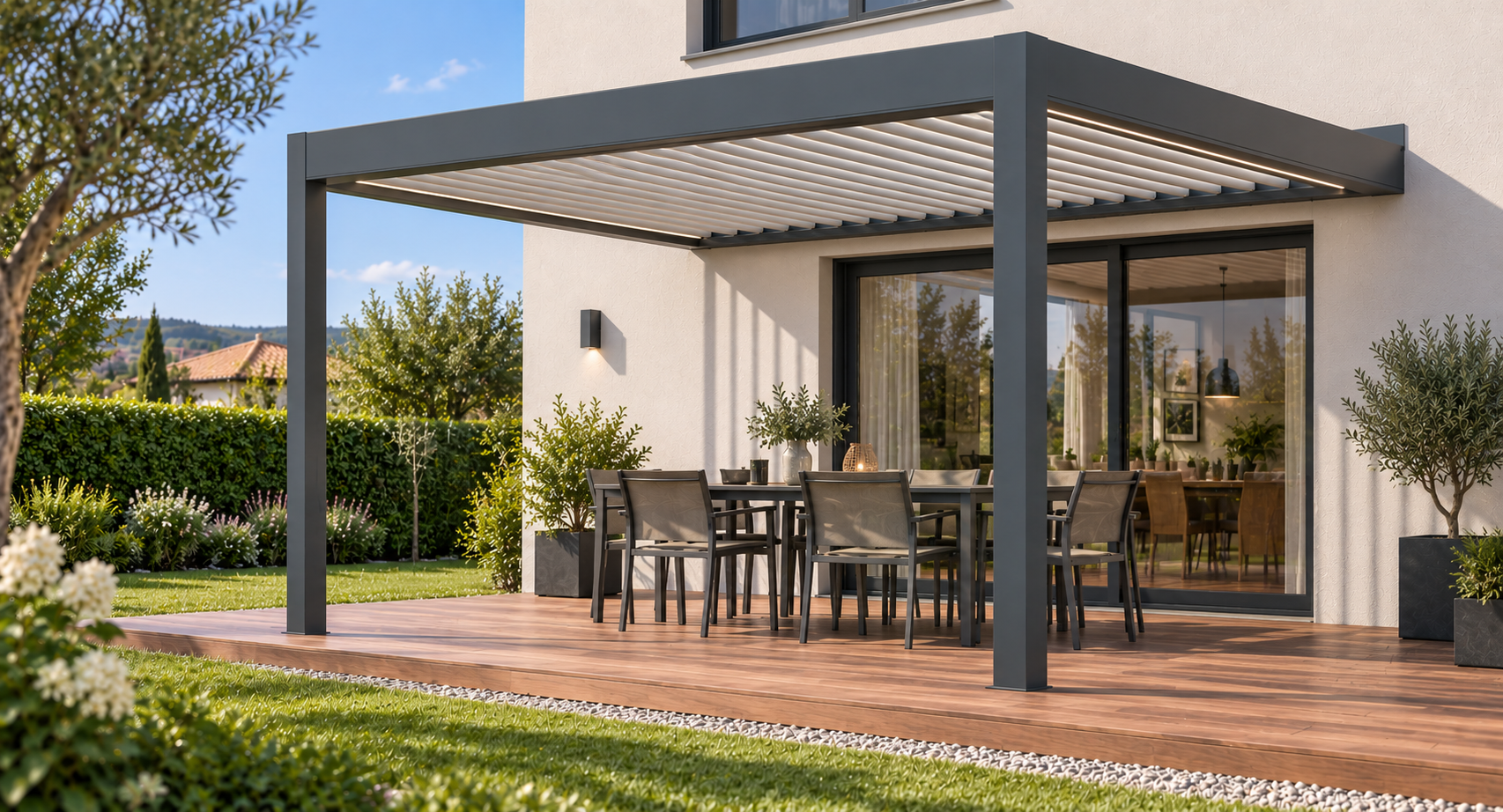 pergola bioclimatique adossée