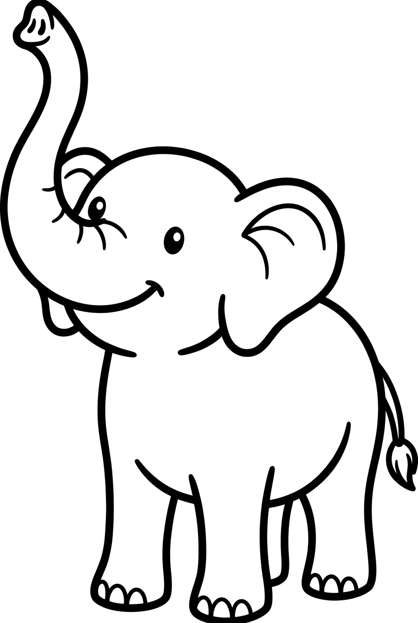 Éléphant mignon avec sa trompe levée