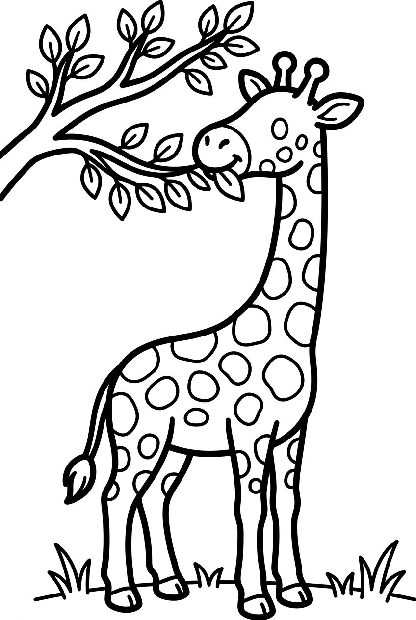 Girafe qui mange des feuilles