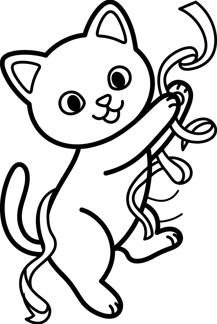 Chaton qui joue avec un ruban