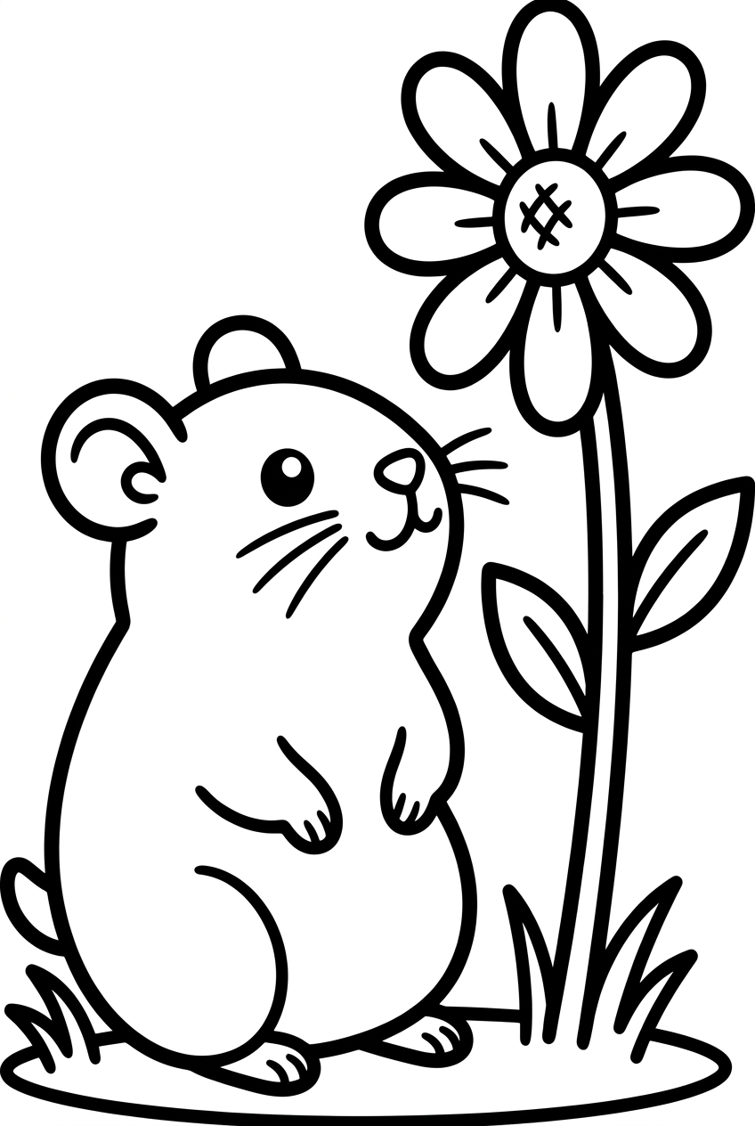 Hamster regardant une fleur