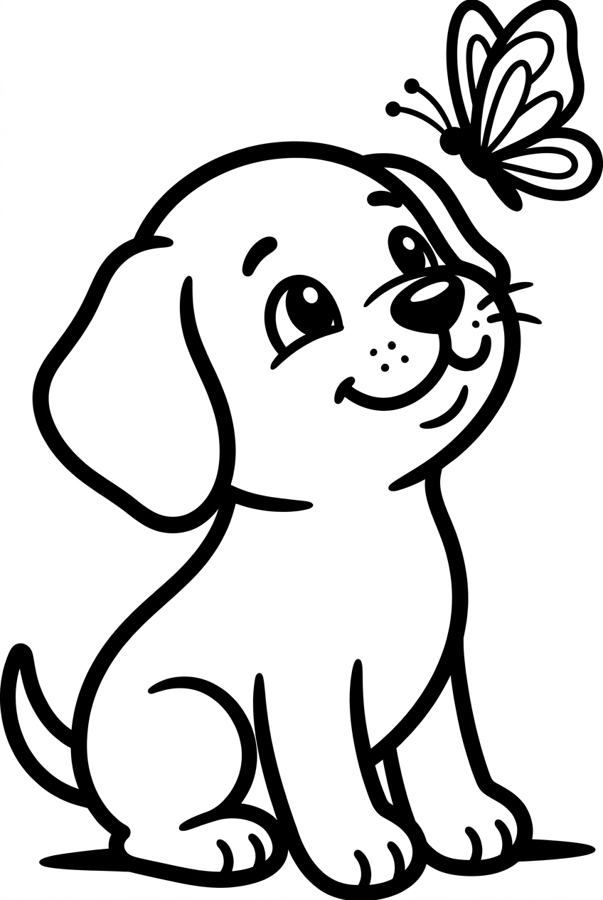 Chiot avec un papillon
