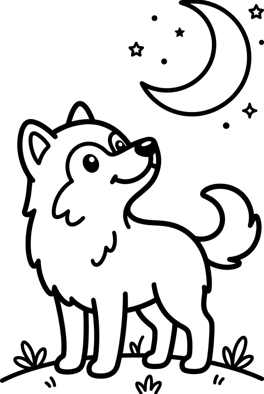 Loup regardant la lune