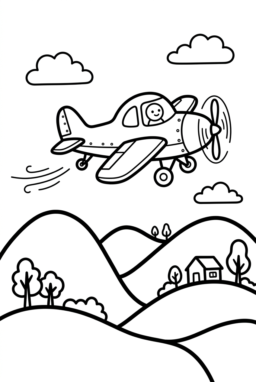 petit avion au-dessus de collines