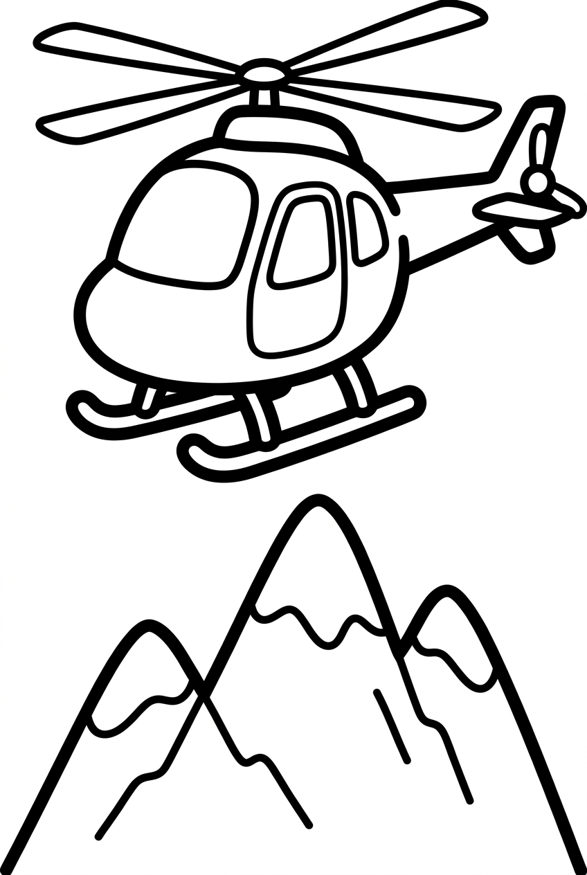 hélicoptère volant au-dessus d’une montagne