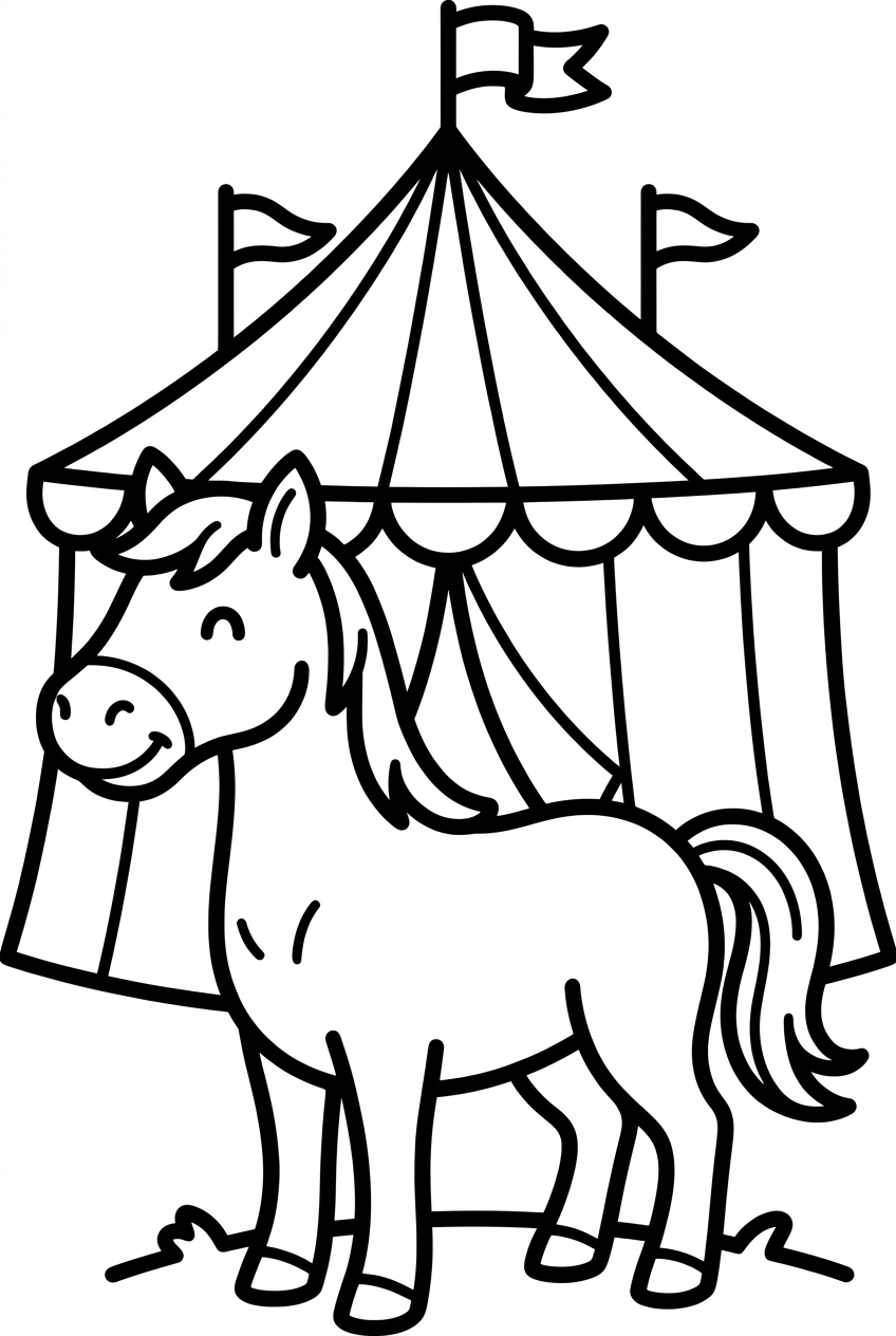 cheval devant le chapiteau