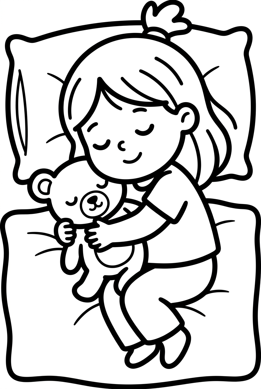 petite fille endormie avec doudou